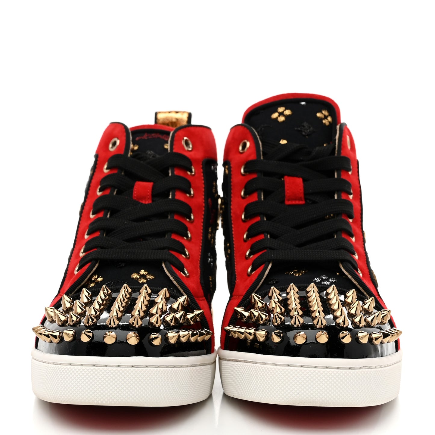 Patent Suede Calfskin Womens Spikes Orlato Flat Sneakers 39.5 Black Multicolor
