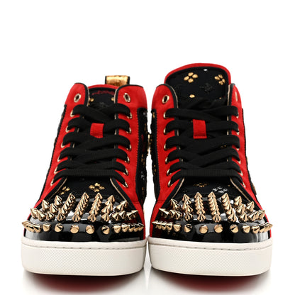 Christian Louboutin Patent Suede Calfskin Womens Spikes Orlato Flat Sneakers 39.5 Black Multicolor 3 of 9