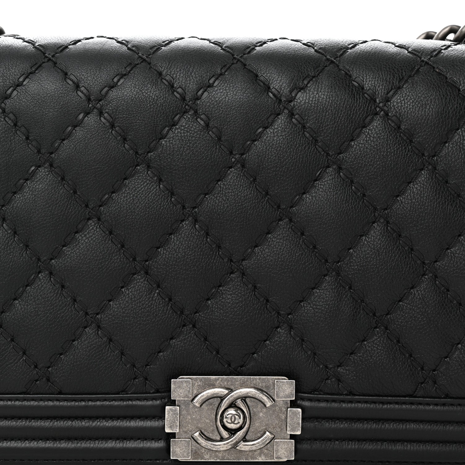 Chanel Calfskin Quilted Double Stitch New Medium Boy Flap Black 11 of 16