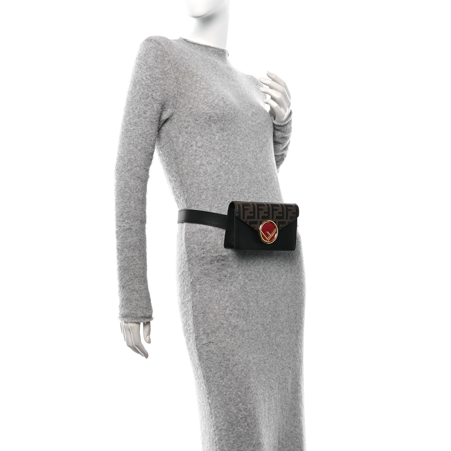 Vitello Cruise F is Fendi Bi-Color FF 1974 Embossed Envelope Belt Bag Maya Black