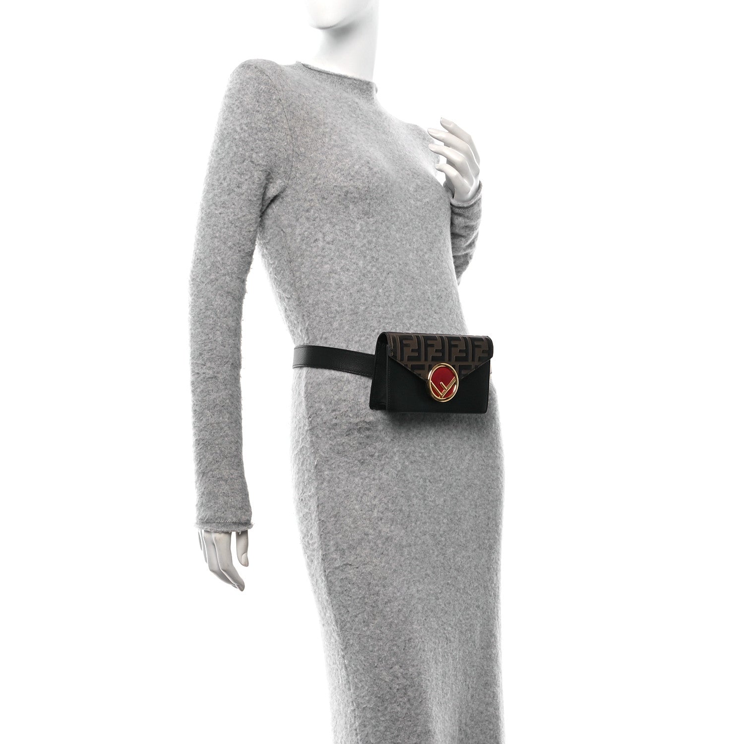 Fendi Vitello Cruise F is Fendi Bi-Color FF 1974 Embossed Envelope Belt Bag Maya Black 3 of 11