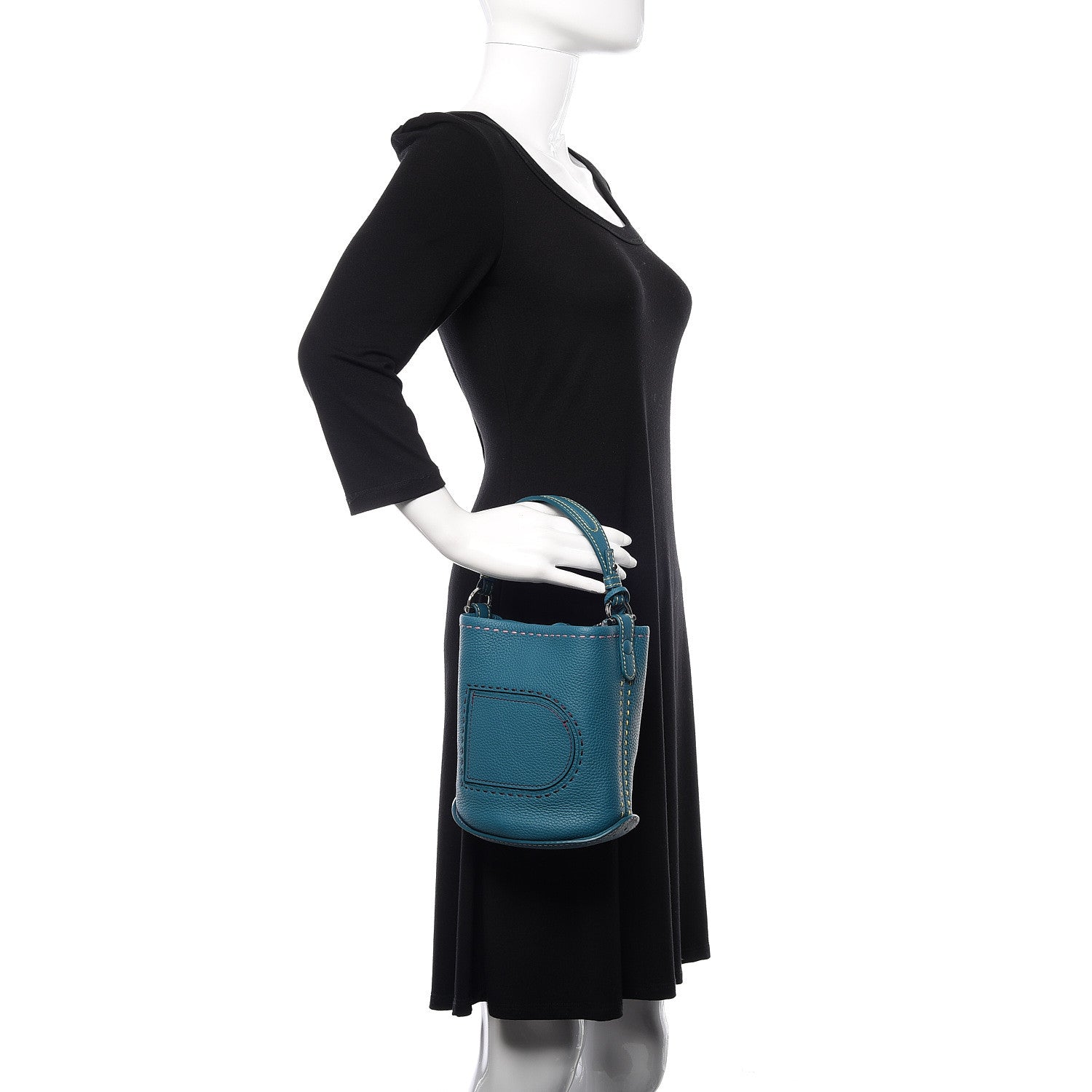 Delvaux Taurillon Mini Pin Bucket Peacock 2 of 9