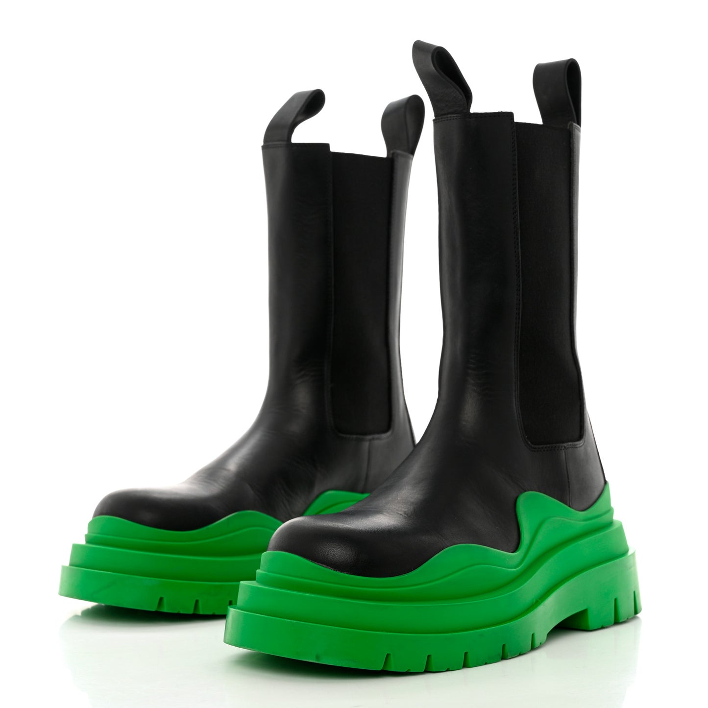 Calfskin The Tire Chelsea Boots 36 Black Grass