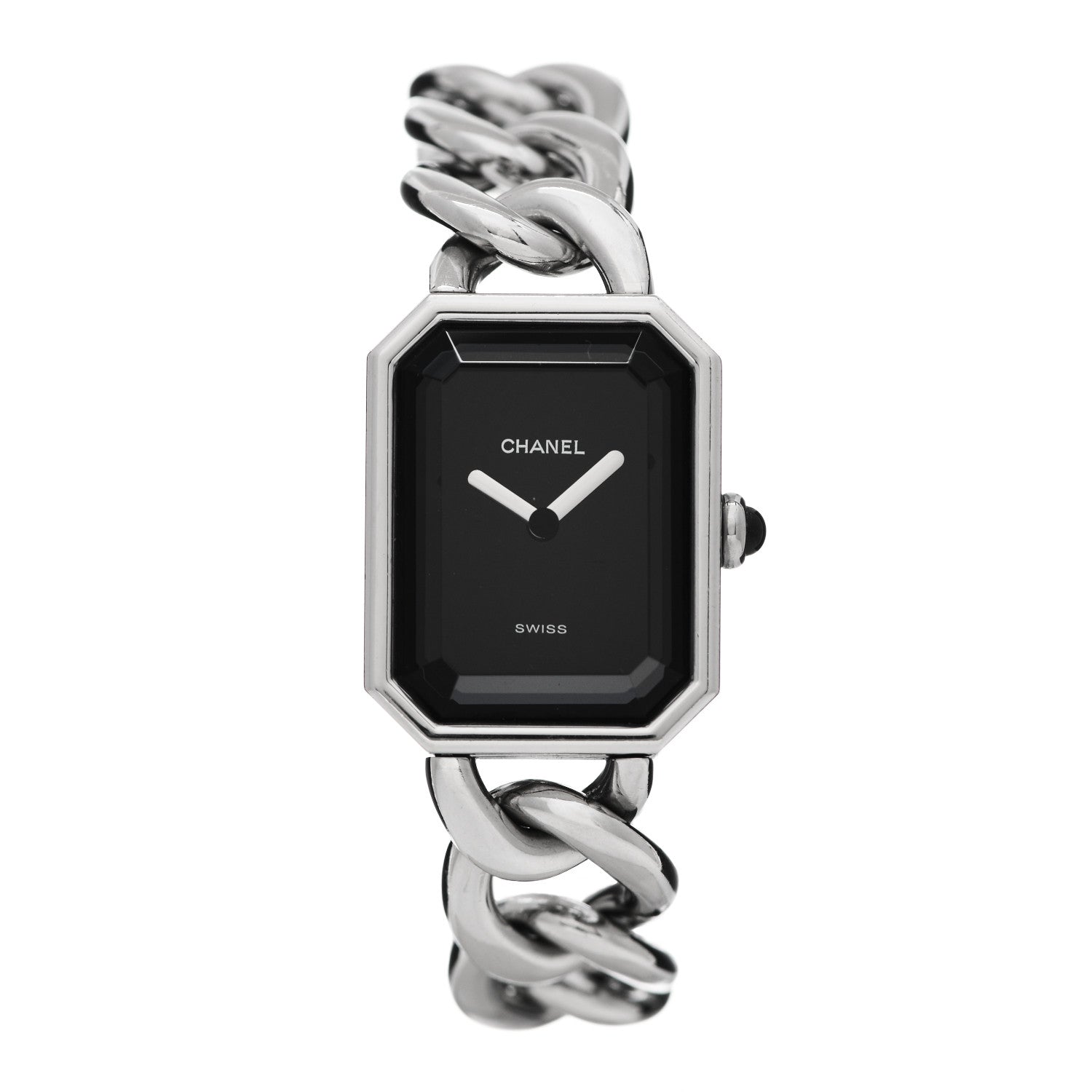 Chanel Stainless Steel 20mm Chain Premiere Quartz Watch Black L 1 of 4