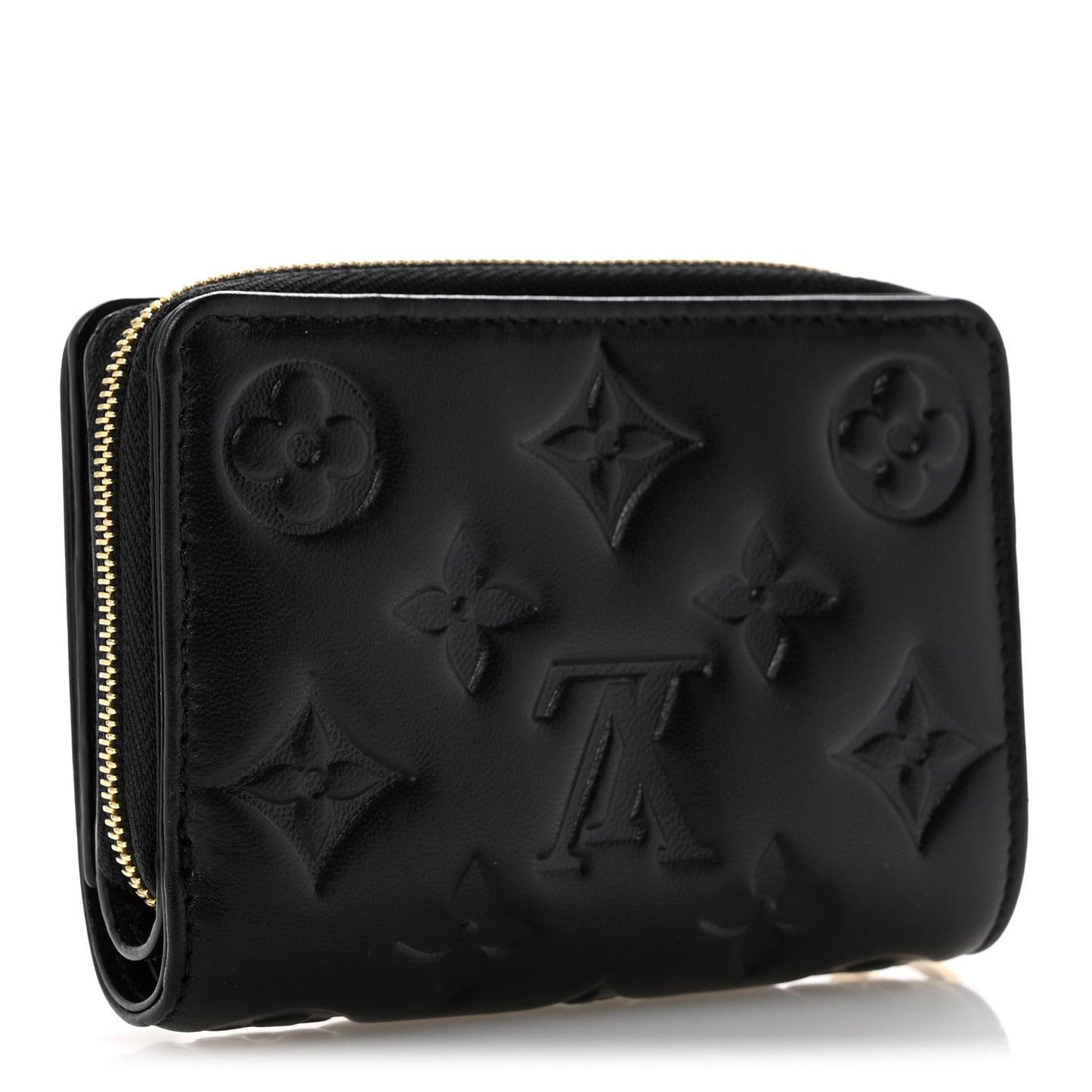 Lambskin Embossed Monogram Lou Coussin Wallet Black