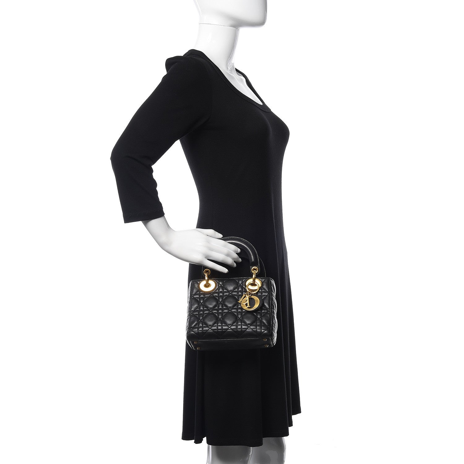Christian Dior Lambskin Cannage Mini Lady Dior Black 2 of 10