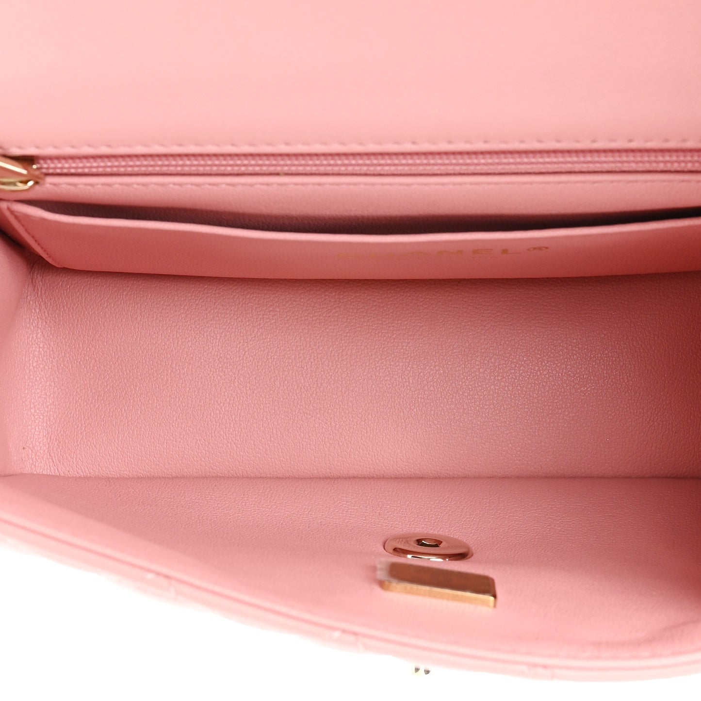 Lambskin Quilted Mini Chain Top Handle Rectangular Flap Pink