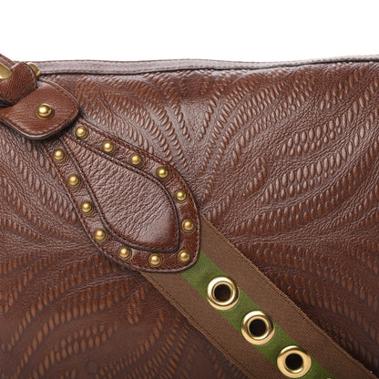 Gucci Calfskin Embossed Studded Pelham Messenger Bag Dark Brown 10 of 13