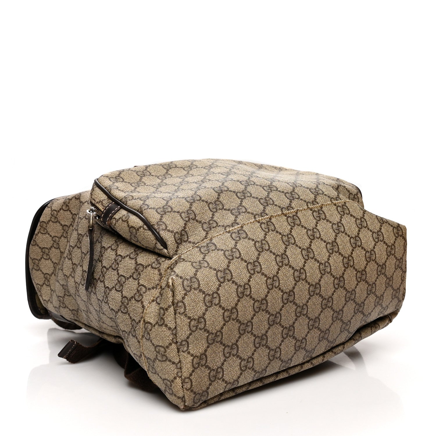 Gucci GG Supreme Monogram Medium Single Buckle Rucksack Backpack Beige Ebony Brown 3 of 16
