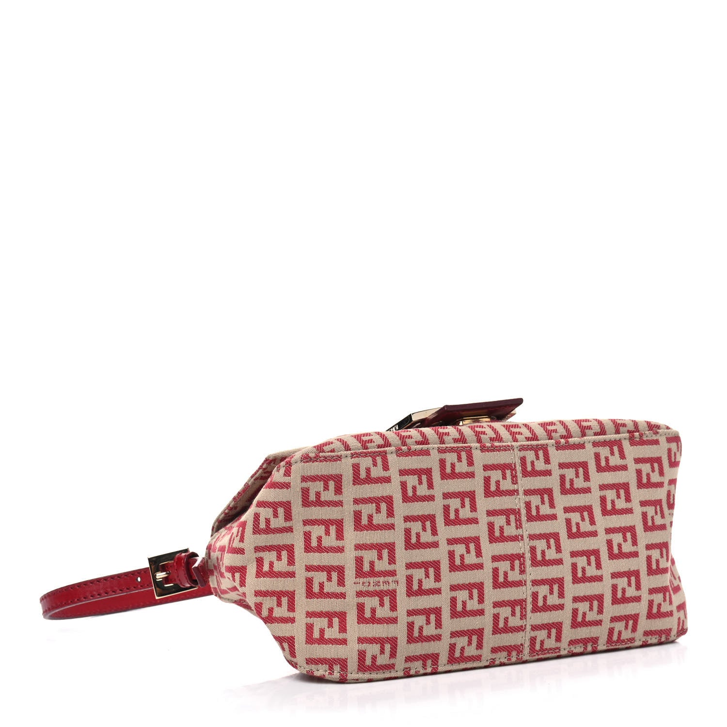 Fendi Zucchino Vitello Mini Mama Baguette Beige Rosso 3 of 5