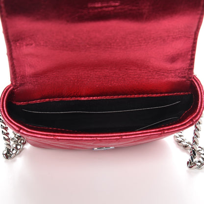 Saint Laurent Metallic Calfskin Chevron Monogram Micro Crossbody Bag Elect 5 of 7