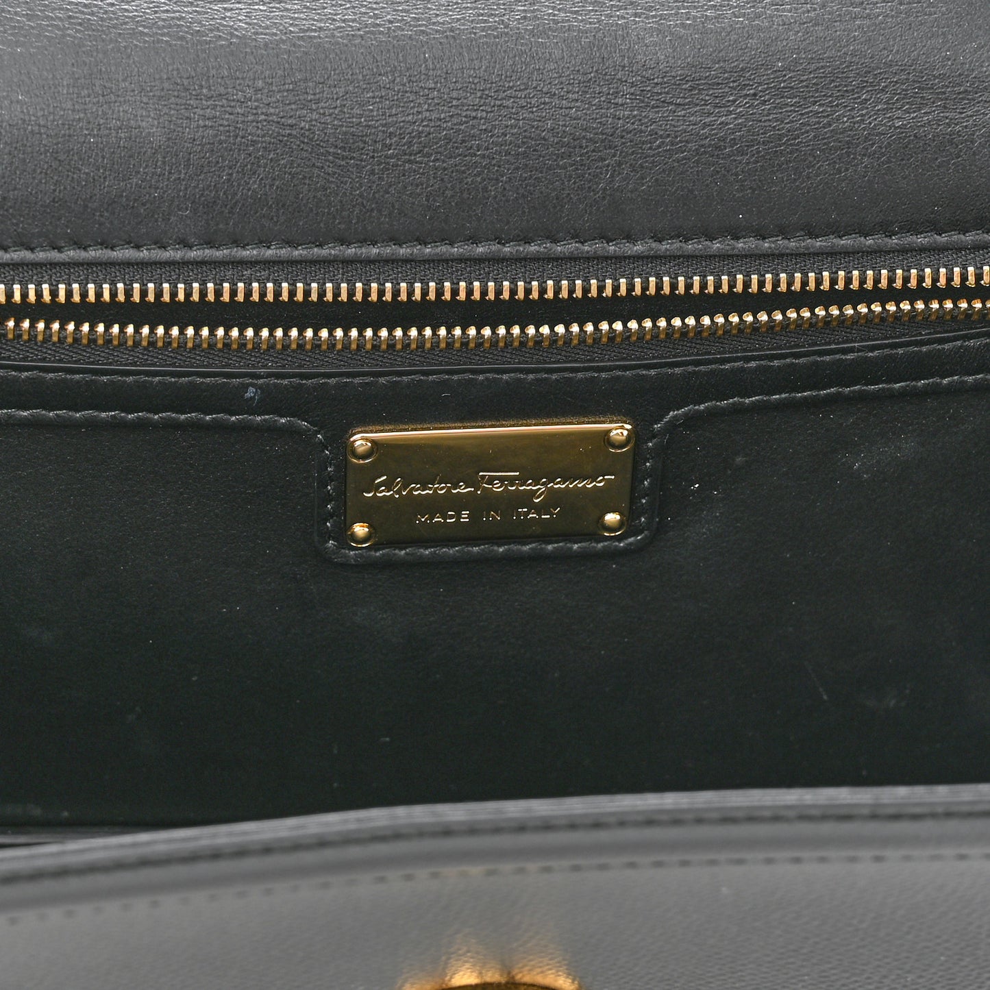 Hammered Calfskin Vara Bow Chain Flap Crossbody Black
