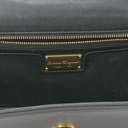 Salvatore Ferragamo Hammered Calfskin Vara Bow Chain Flap Crossbody Black 6 of 9