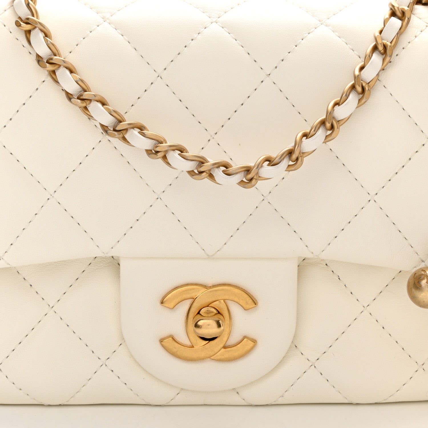 Chanel Lambskin Quilted Mini Pearl Crush Flap White 8 of 11