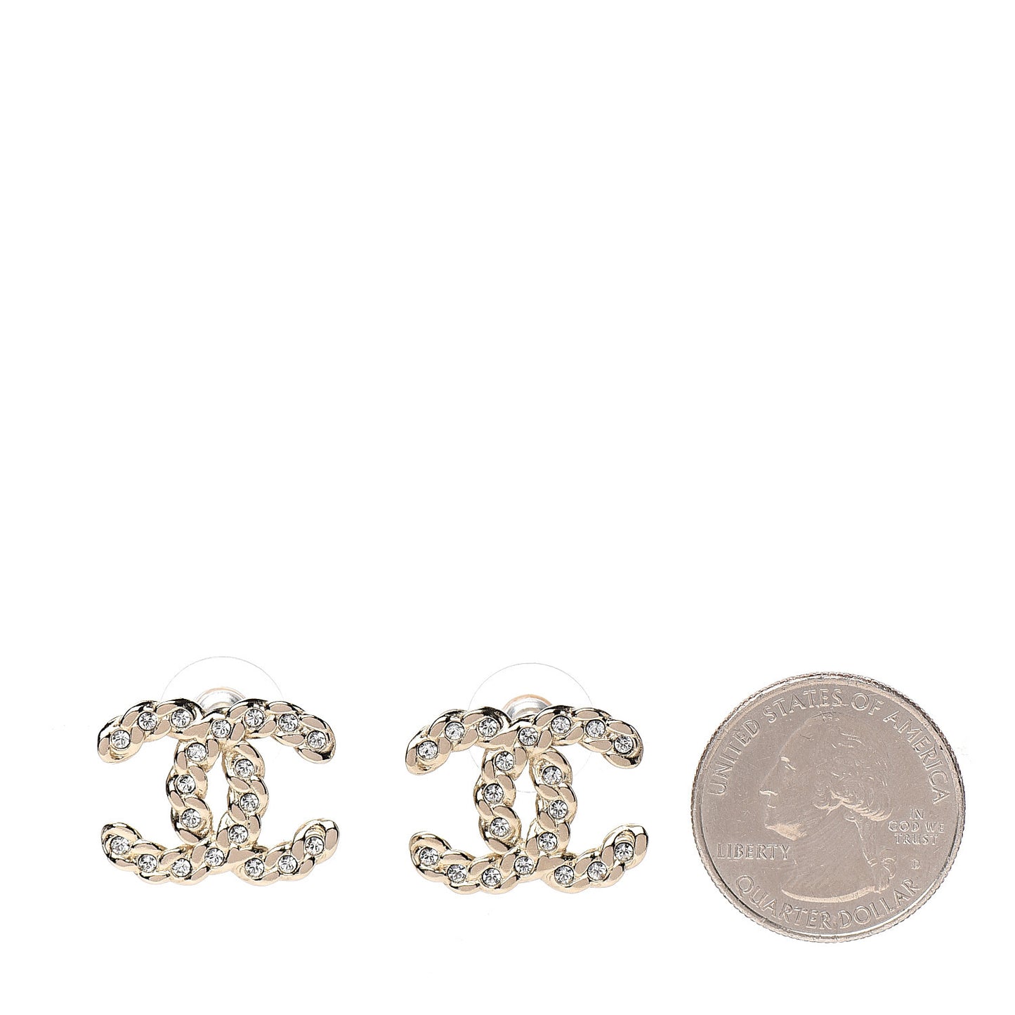 Crystal Pearls Coronation CC Earrings Gold