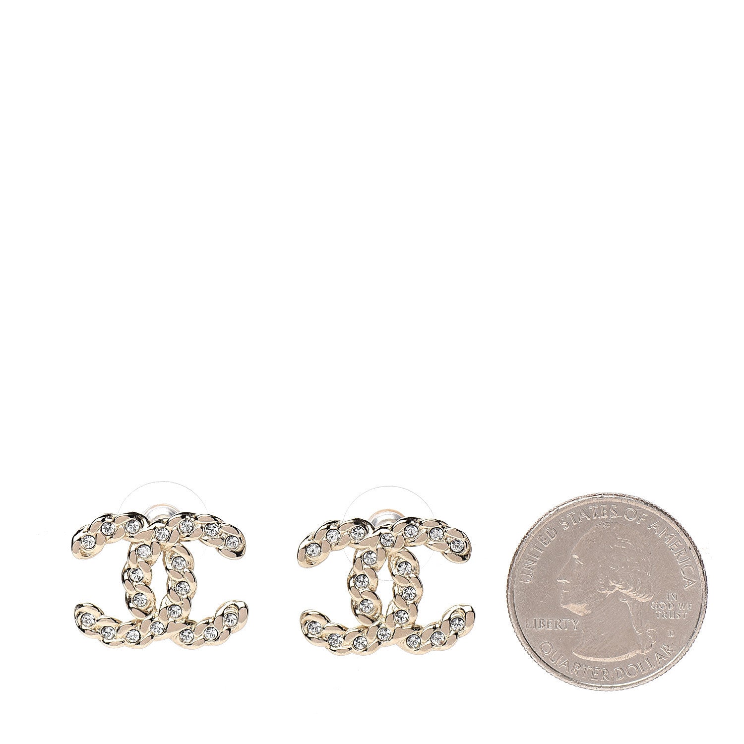 Chanel Crystal Pearls Coronation CC Earrings Gold 2 of 5