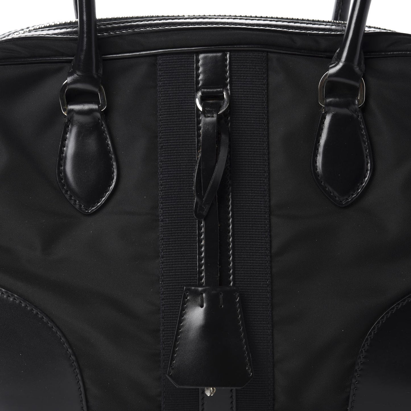 Tessuto Nylon Box Calf Bowling Bag Black