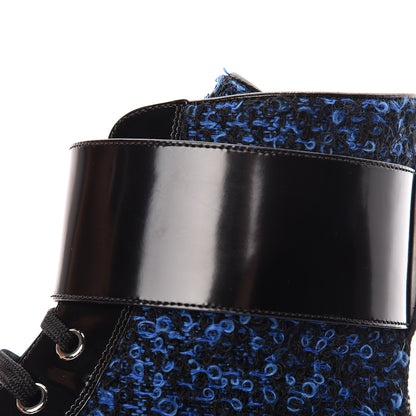 Louis Vuitton Tweed Calfskin Wonderland Ranger Boots 39 Blue Black 13 of 14