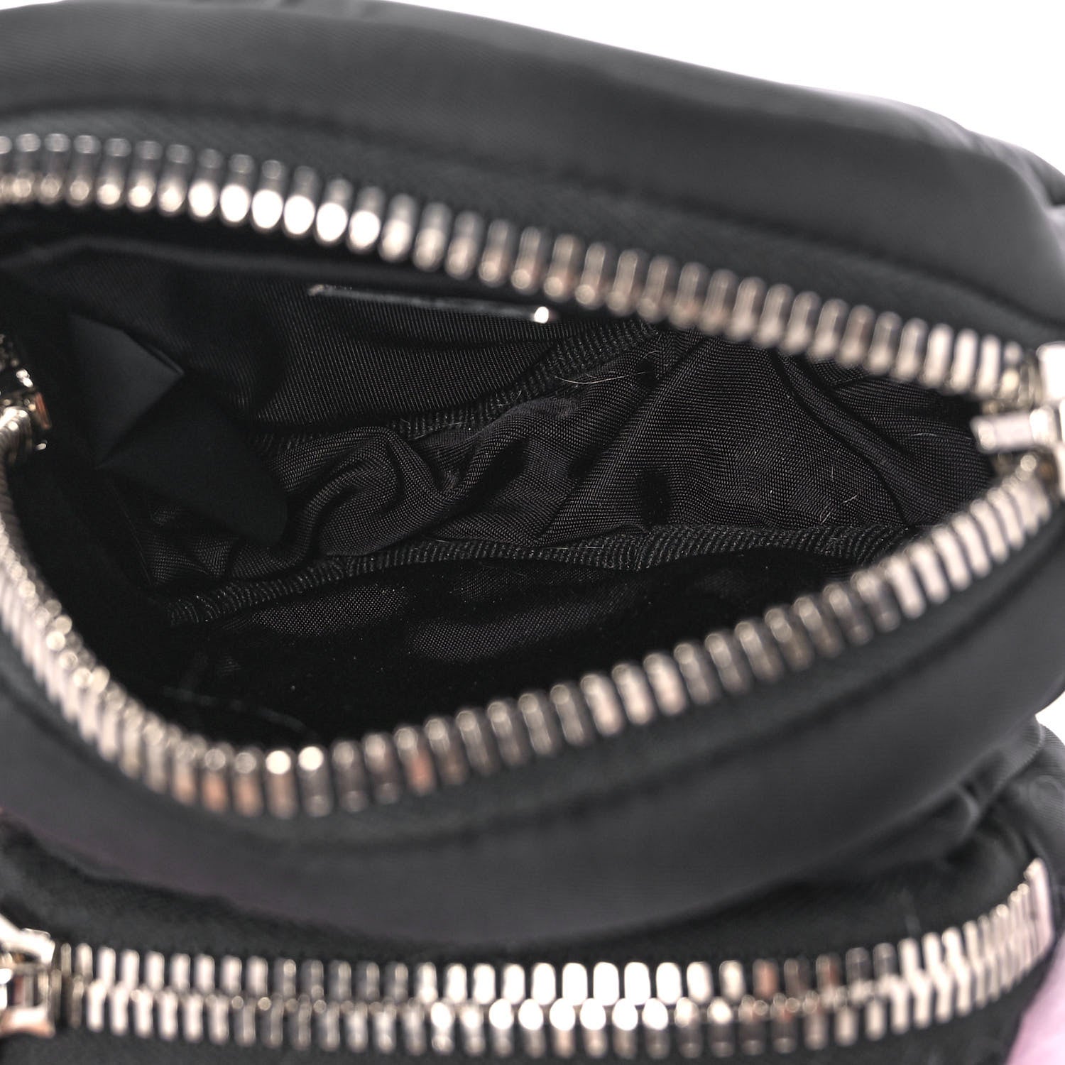 Prada Tessuto Nylon Faux Fur Small Pocket Wristlet Pouch Black Glicine 6 of 12