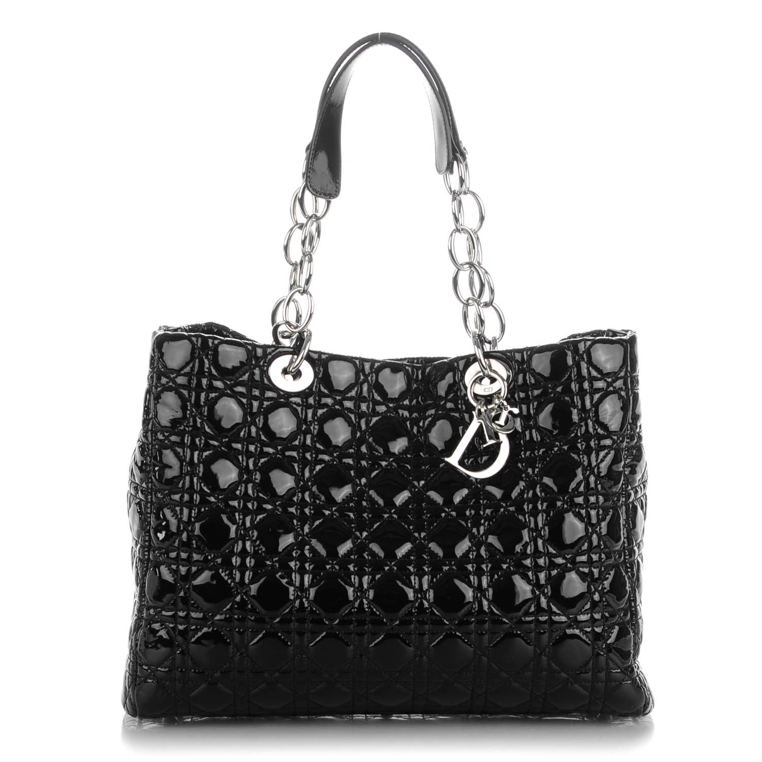 Christian Dior Patent Cannage Large Dior Soft Shopping Tote Black 1 of 7