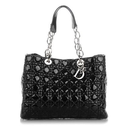 Christian Dior Patent Cannage Large Dior Soft Shopping Tote Black 1 of 7