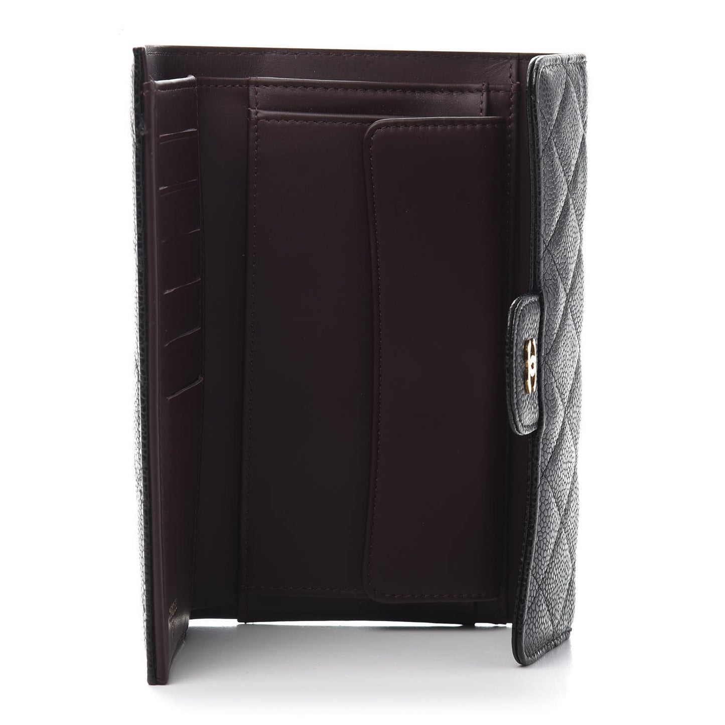 Caviar Quilted Long Flap Wallet Black