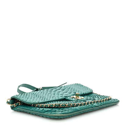 Chanel Snakeskin Chain Around Single Flap Turquoise 4 of 13