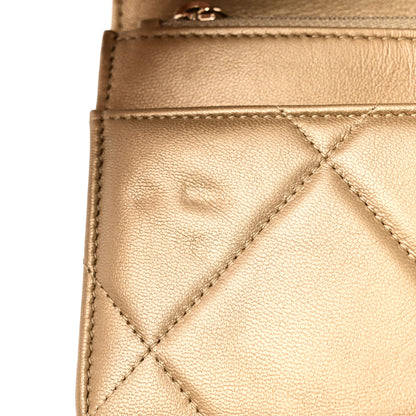Chanel Metallic Goatskin Quilted Chanel 19 Wallet On Chain WOC Gold 13 of 14