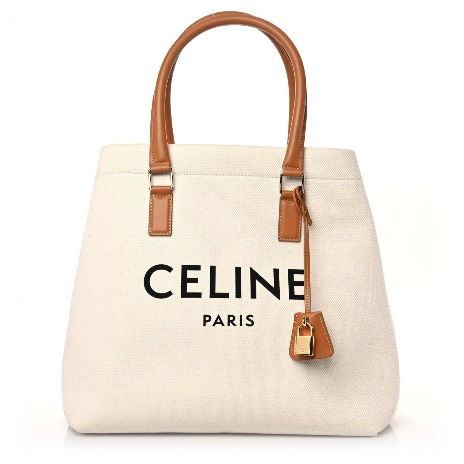 Celine Canvas Calfskin Horizontal Cabas Natural Tan 1 of 14