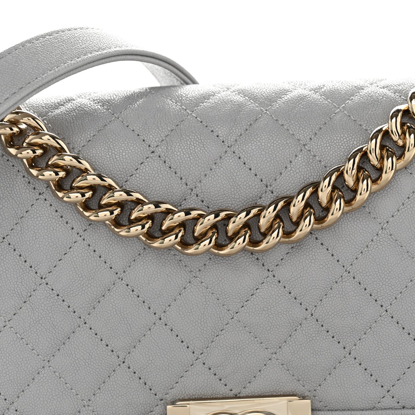 Caviar Quilted Medium Boy Flap Light Grey