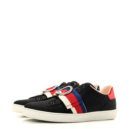Gucci Canvas Crystal Sylvie Web Womens Ace Sneakers 40 Black 3 of 10
