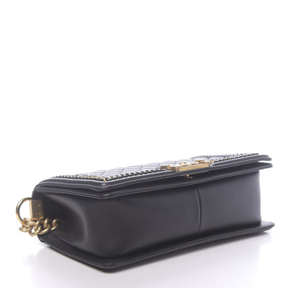 Chanel Calfskin Quilted Medium Boy Top Handle Flap Black 4 of 11