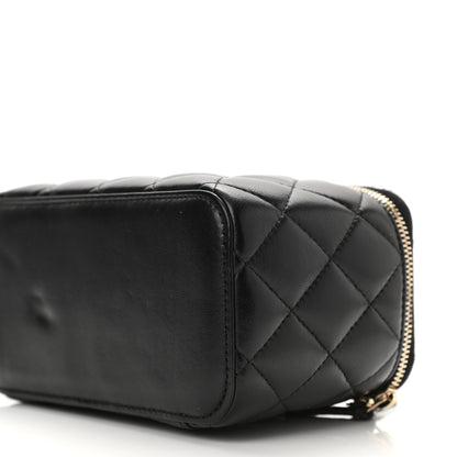 Chanel Lambskin Quilted Small Pearl Crush Vanity Case With Chain Black 10 of 12