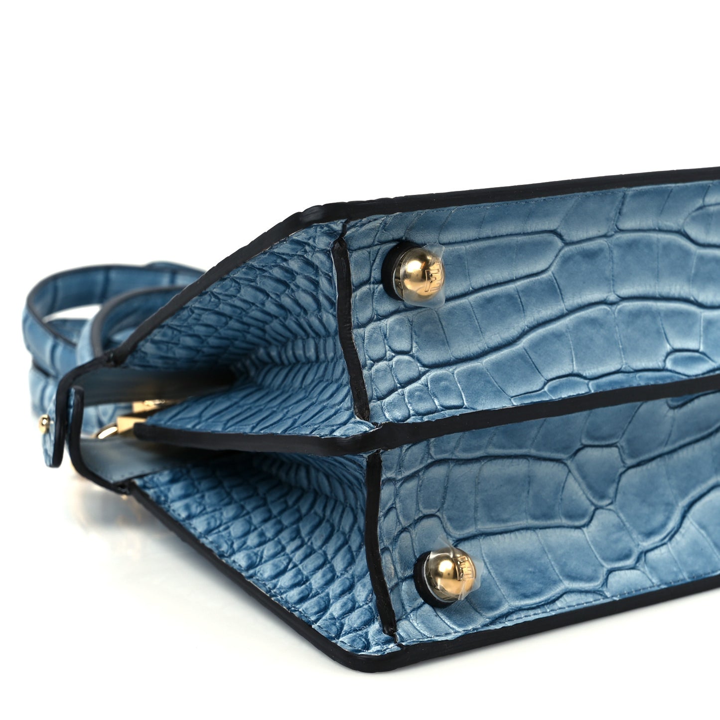 Shiny Alligator Shiny Nappa Petite Peekaboo Iconic Satchel Denim
