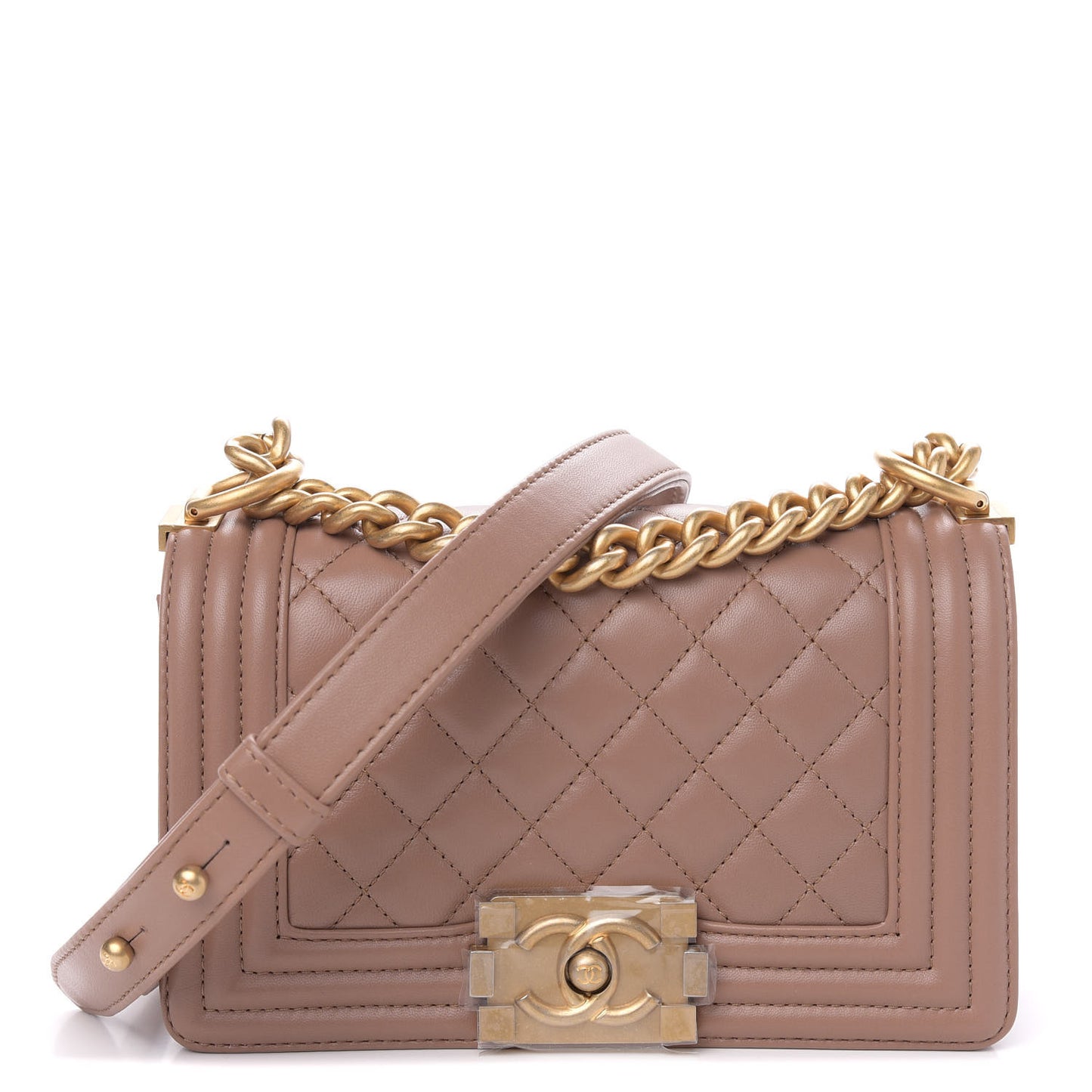 Lambskin Quilted Small Boy Flap Beige