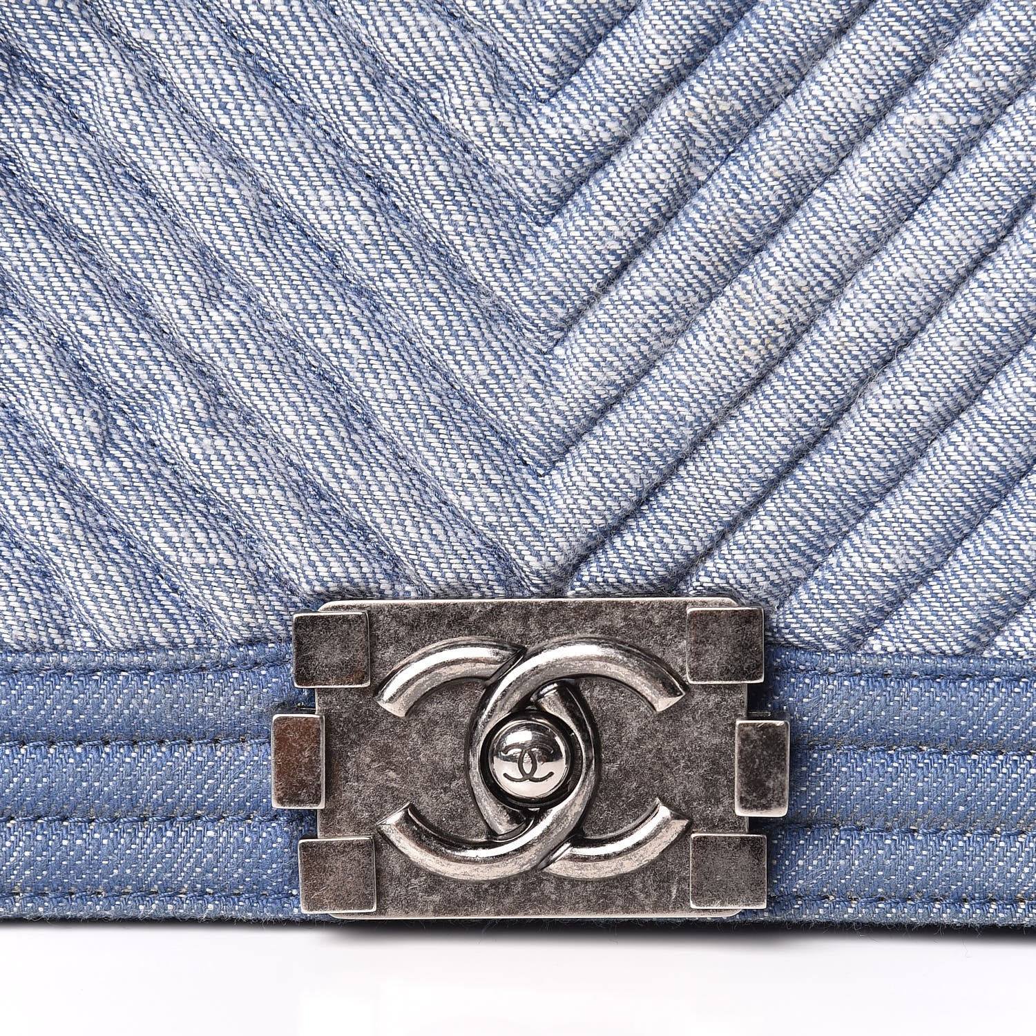 Chanel Denim Chevron Quilted Medium Boy Flap Blue 10 of 11