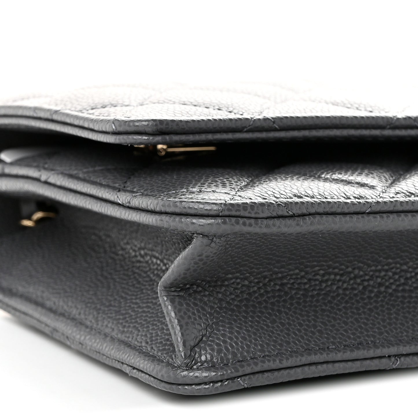 Caviar Quilted Wallet on Chain WOC Grey