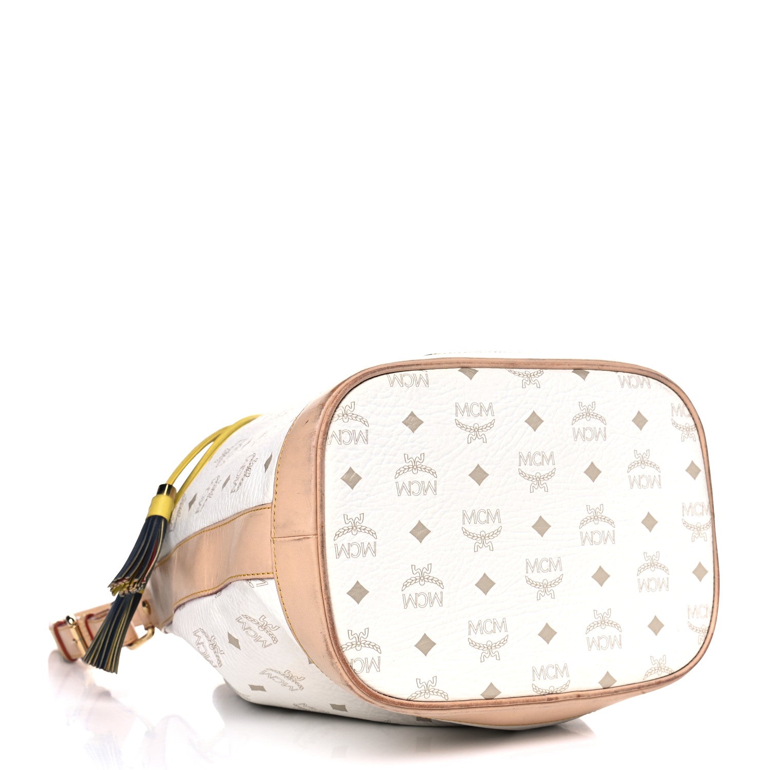 MCM Visetos Drawstring Bucket Bag White 3 of 15