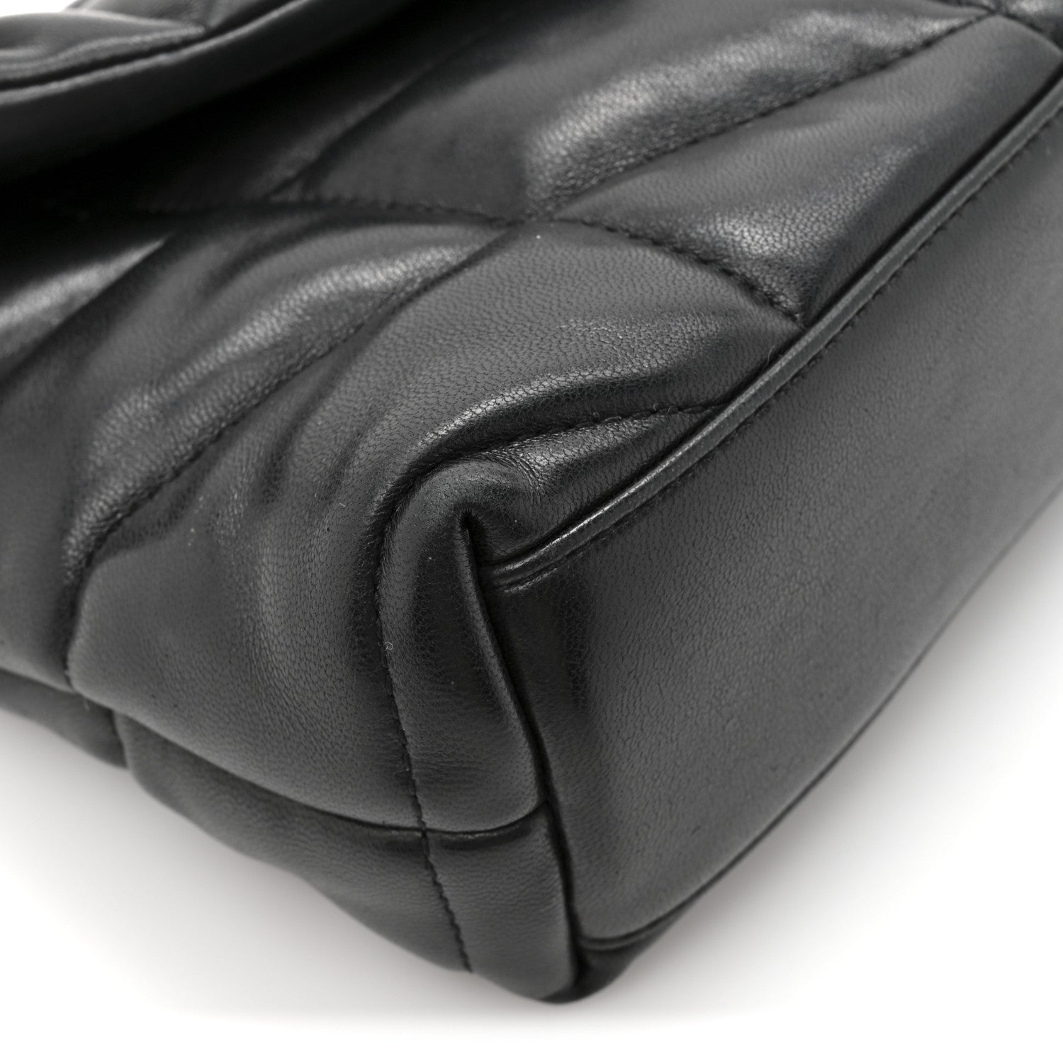 Saint Laurent Lambskin Quilted Toy Loulou Puffer Monogram Chain Satchel Black 11 of 15