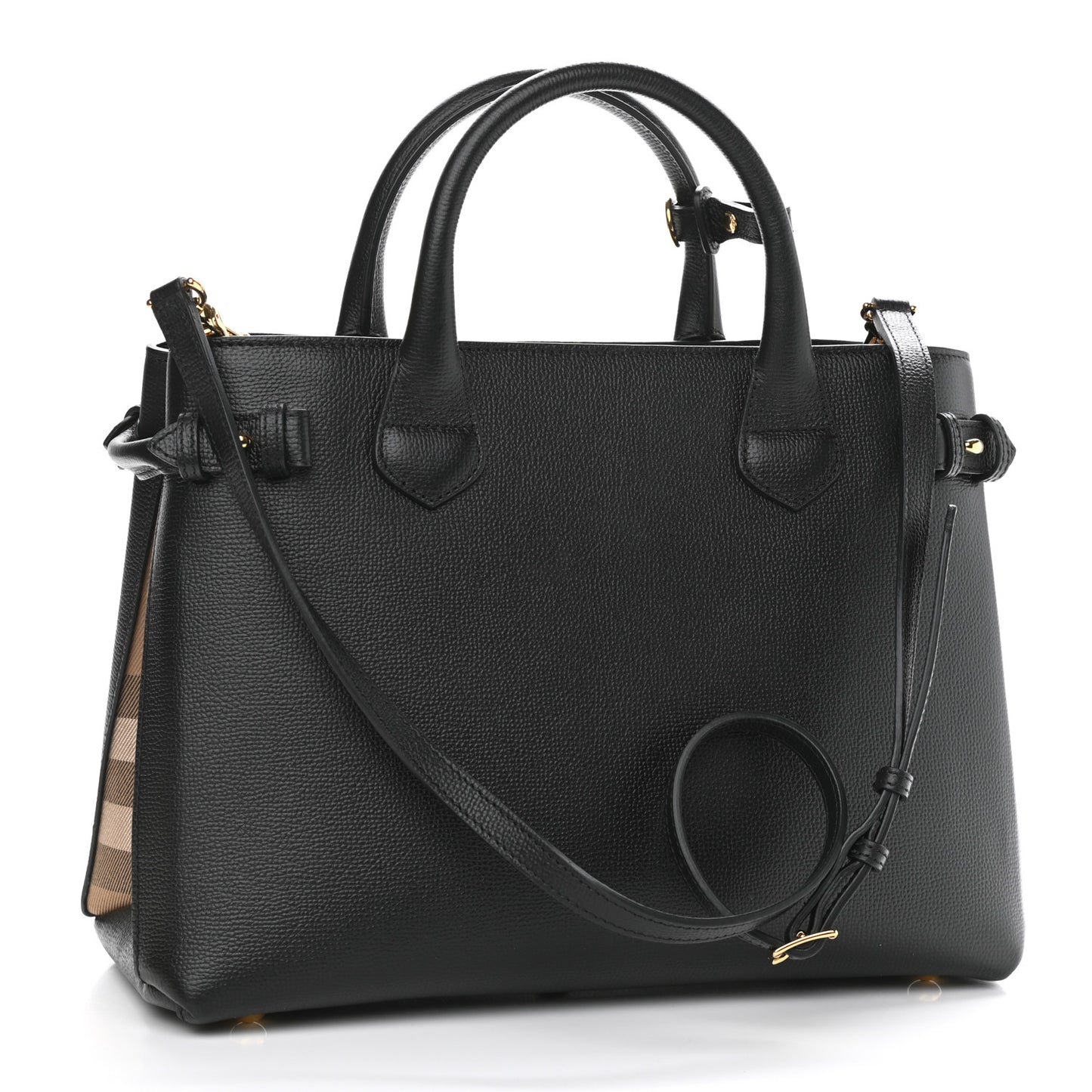 Derby Calfskin House Check Medium Banner Tote Black