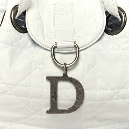 Christian Dior Lambskin Drawstring Cannage Flap Bag White 8 of 12
