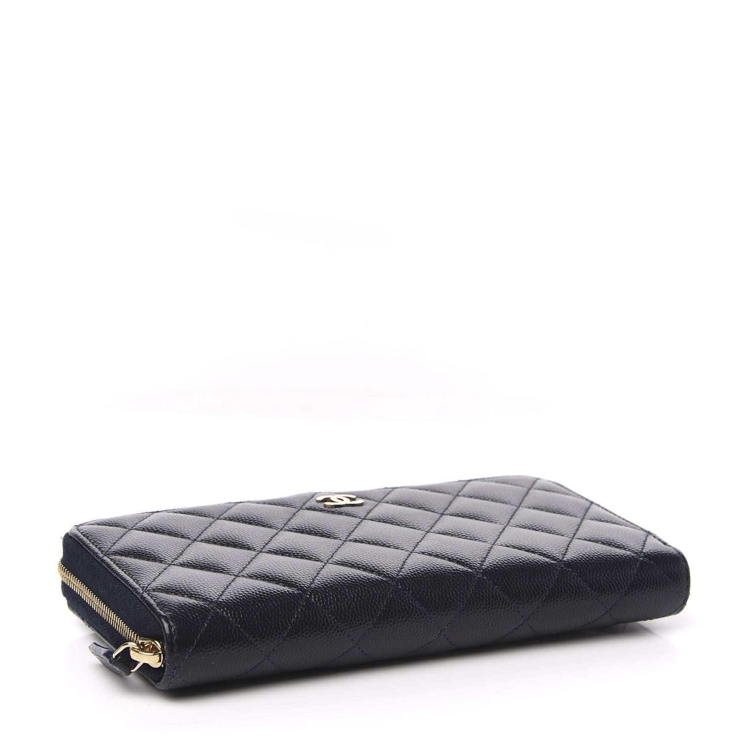 Chanel Caviar Quilted Large Gusset Zip Around Wallet Navy 9 of 11