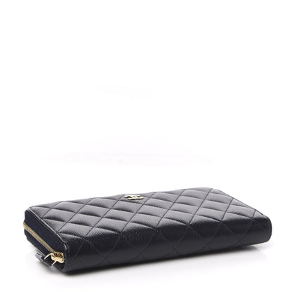 Chanel Caviar Quilted Large Gusset Zip Around Wallet Navy 9 of 11