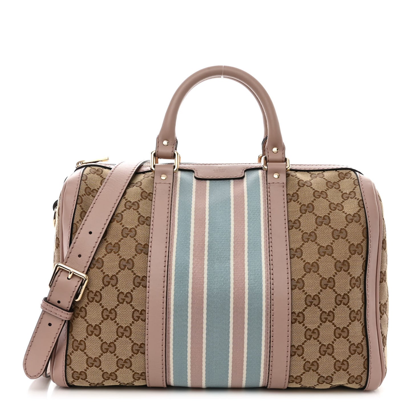 Monogram Vintage Web Medium Boston Pink Blue