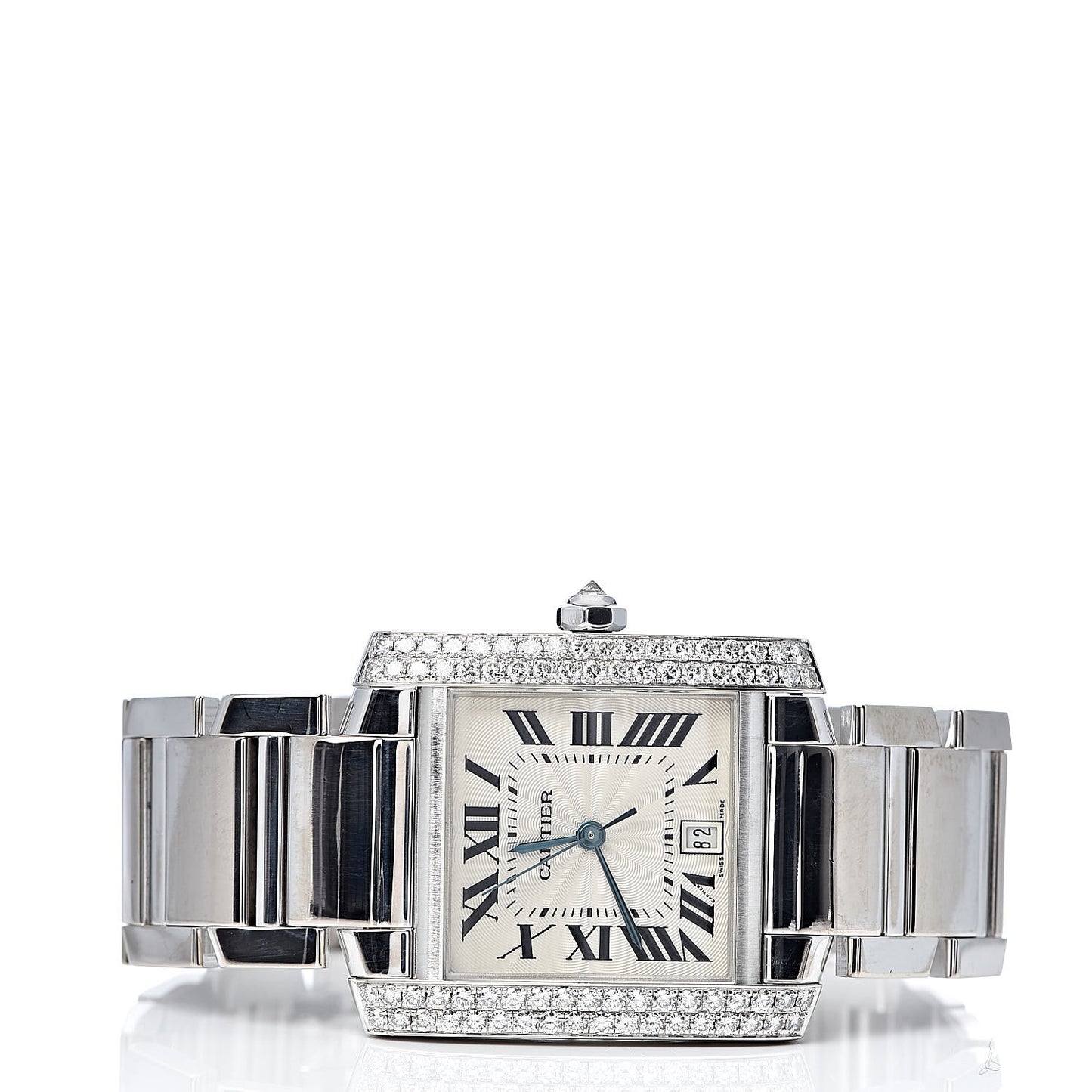 18K White Gold Diamond 28mm Tank Francaise Automatic Watch