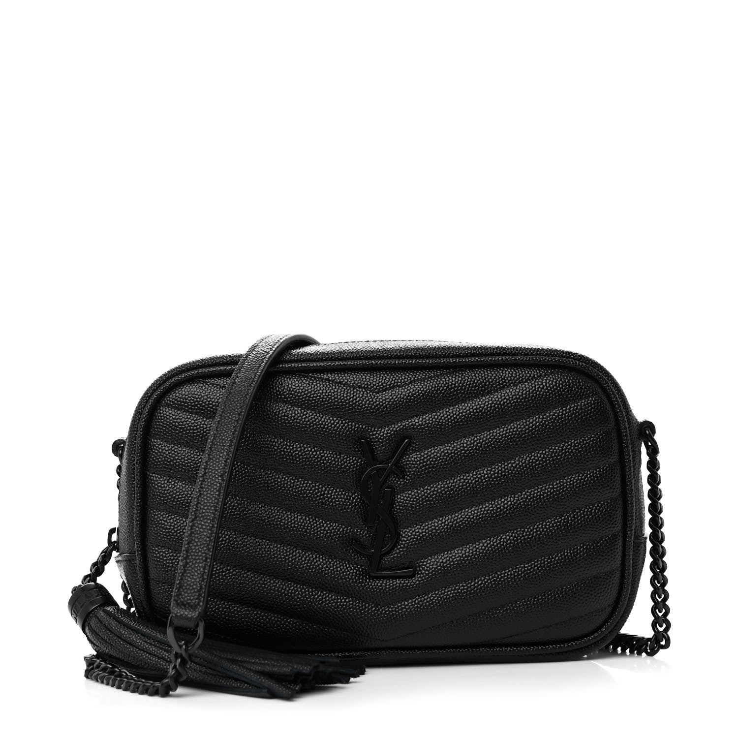 Saint Laurent Grain De Poudre Matelasse Monochrome Monogram Mini Lou Camera Bag Black 1 of 9