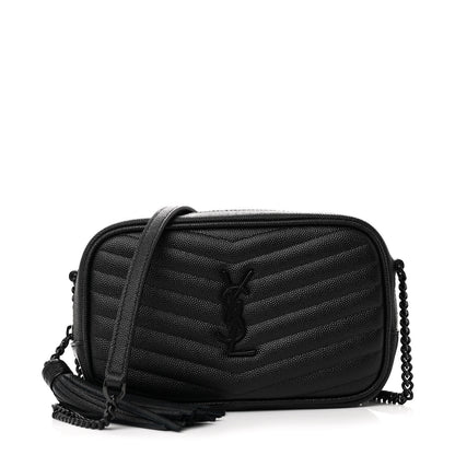 Saint Laurent Grain De Poudre Matelasse Monochrome Monogram Mini Lou Camera Bag Black 1 of 9