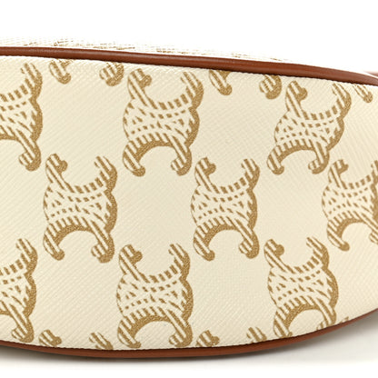 Celine Canvas Calfskin Ava Triomphe Shoulder Bag White 9 of 10