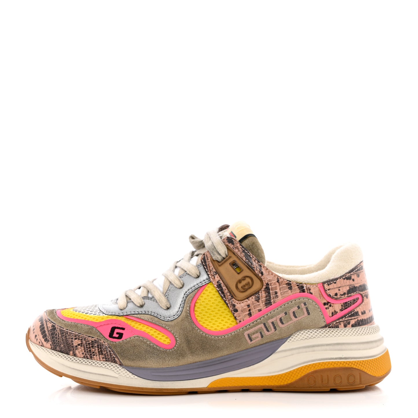 Suede Calfskin Tejus Printed Womens Ultrapace Sneakers 37 Pink Silver Oatmeal Yolk
