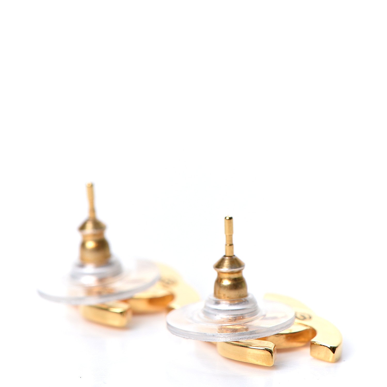 Chanel Metal CC Paris Button Stud Earrings Gold 3 of 5